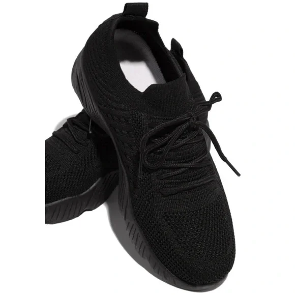 Black Slip On Comfy Athleisure Sneakers - Picture 3 of 10